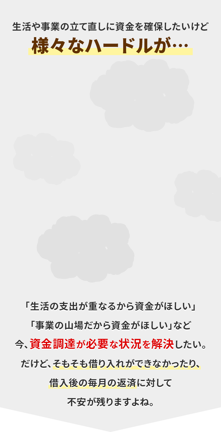 生活や事業の立て直しに資金を確保したいけど様々なハードルが…